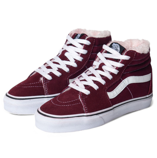 Vans Old Skool High Bordo White З ХУТРОМ