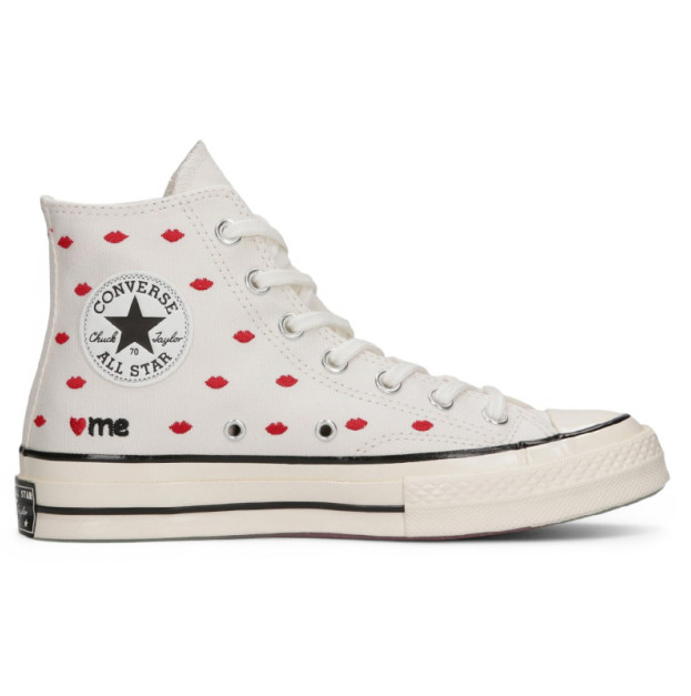 Кеды Converse High Chuck 70 Embroidered Lips High Love Me Vintage White A01601C