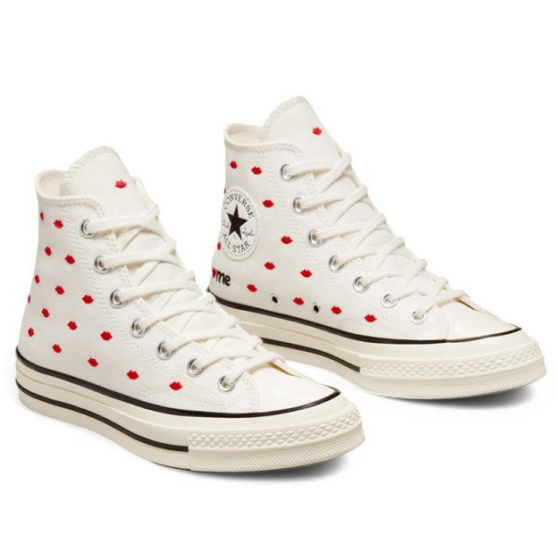 Кеды Converse High Chuck 70 Embroidered Lips High Love Me Vintage White A01601C