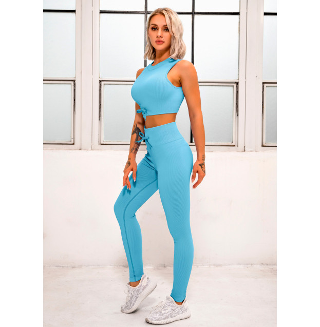 Легінси Голубі в Рубчик з Push-Up Ефектом