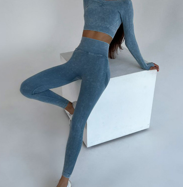 Комплект Легінси з Push-Up Ефектом + Рашгард Синій