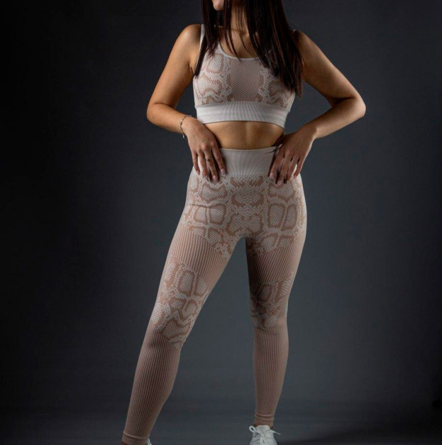Комплект Легінси + Спортивний Топ Бежевий