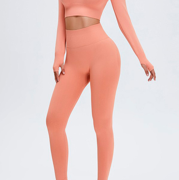 Комплект Легінси з Push-Up Ефектом + Рашгард Персиковий