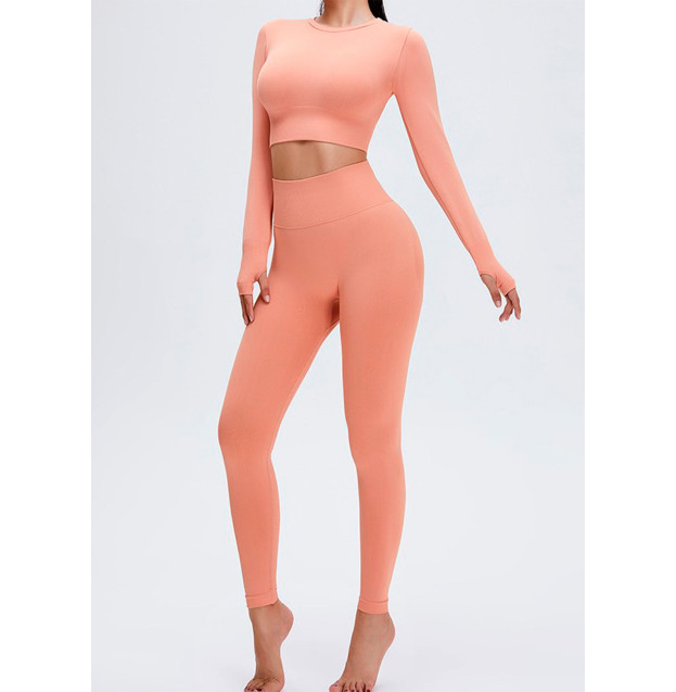 Комплект Легінси з Push-Up Ефектом + Рашгард Персиковий