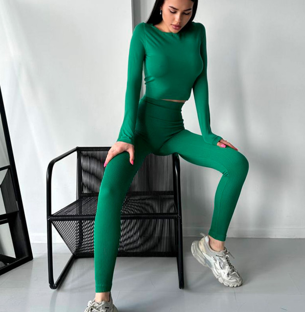 Легінси Зелені в Рубчик з Push-Up Ефектом