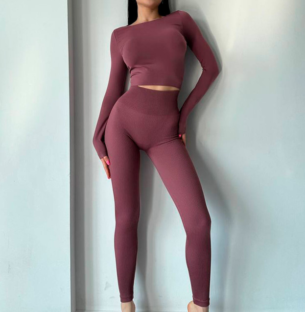 Легінси Марун в Рубчик з Push-Up Ефектом