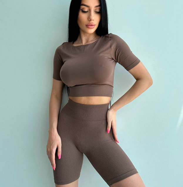 Велосипедки Коричневі в Рубчик