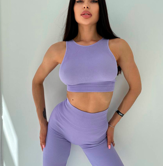 Топ Спортивний Лавандовий в Рубчик