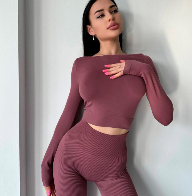 Кроп Топ з Довгим Рукавом Марун