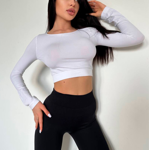 Кроп Топ з Довгим Рукавом Білий
