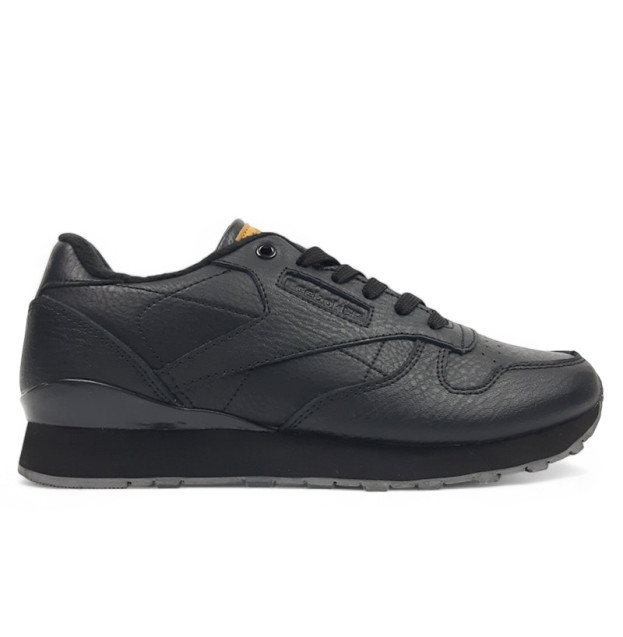 Reebok Classic Leather Black Grey З ФЛІСОМ
