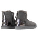 UGG Classic Mini Grey Silver Zip Lacquer