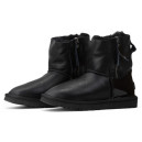 UGG Classic Short Double Zip Black Leather Lacquer