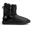 UGG Classic Short Double Zip Black Leather Lacquer