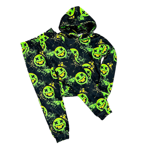 Дитячий костюм з флісом зелений смайлик