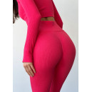 Легінси Червоні в Рубчик з Push-Up Ефектом