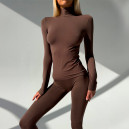 Безшовний Базовий Комплект Легінси + Водолазка Коричневий