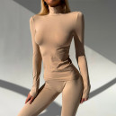 Безшовний Базовий Комплект Легінси + Водолазка Бежевий