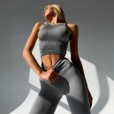 Комплект Легінси з Push-Up Ефектом + Топ в Рубчик Сірий