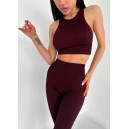 Топ Спортивний Темно Бордовий в Рубчик