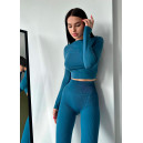 Кроп Топ з Довгим Рукавом Сапфіровий