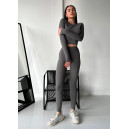 Кроп Топ з Довгим Рукавом Сірий