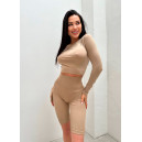 Кроп Топ з Довгим Рукавом Бежевий